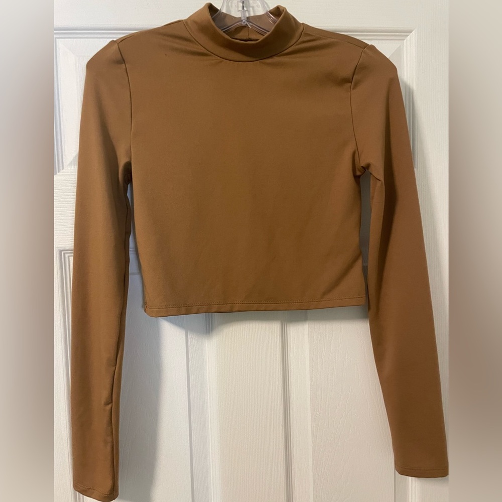 long sleeve turtle neck crop top